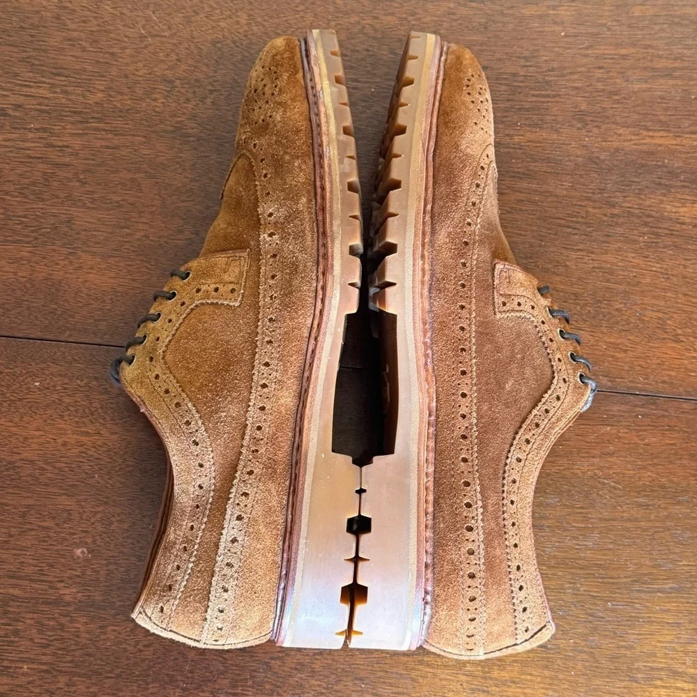 Gordon Rush Suede Leather Oxford Wing Tip Casual Dress Shoes Cognac Brown | Sz 9